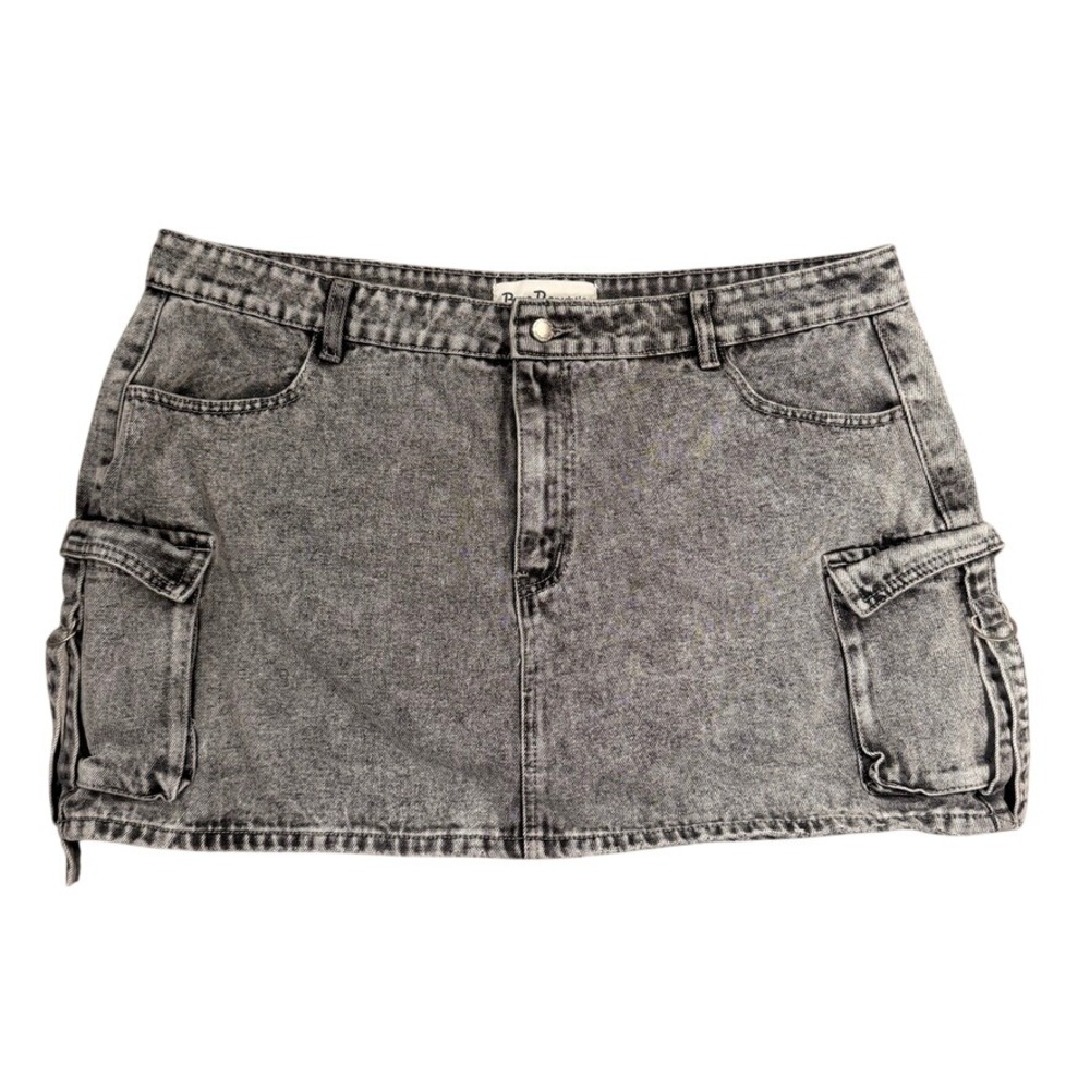 Blue Republic Cargo Denim Mini Skirt 3XL Women Gray Acid Wash Utility Pocket